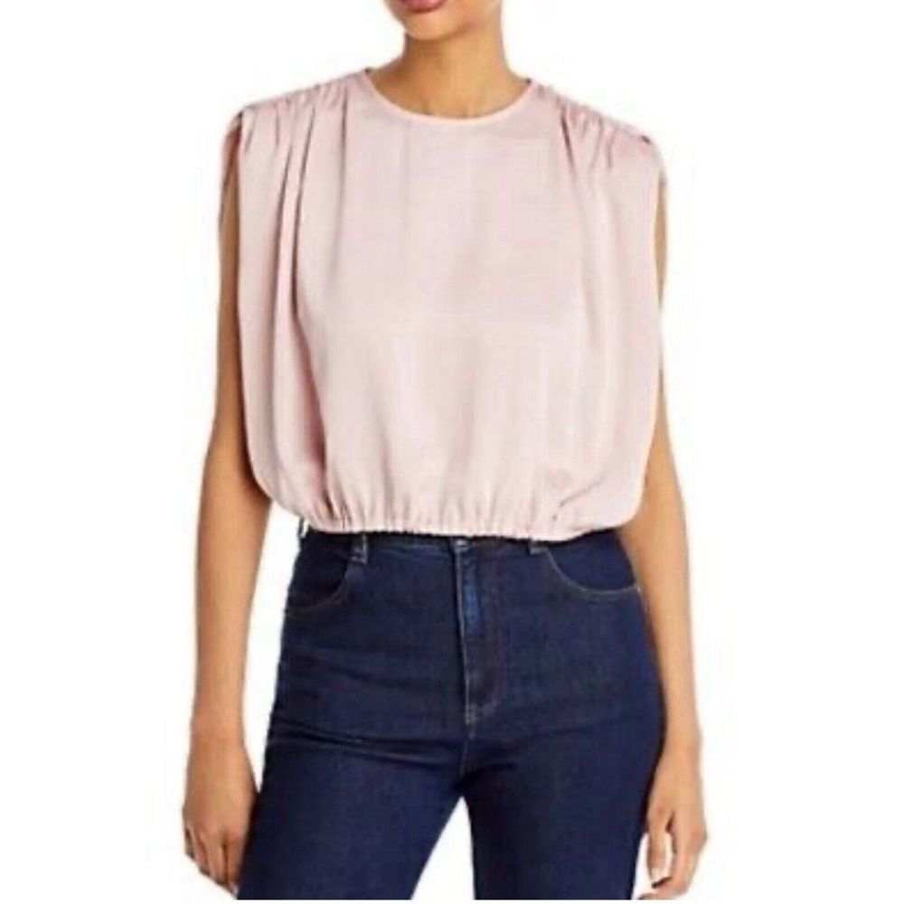 Do + Be Top Women Blush Size‎ Medium Cinched Hem Satin 90's Y2K Blouse